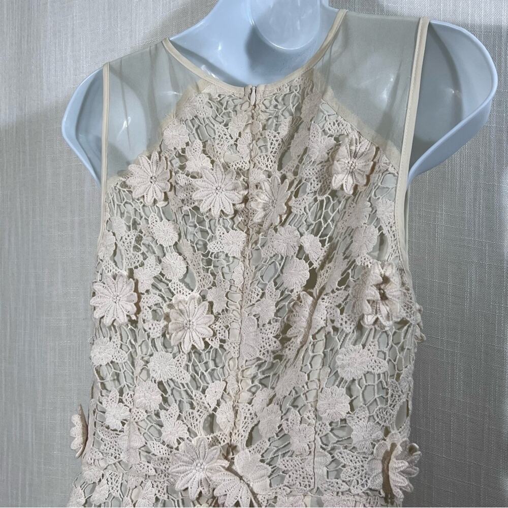 Urban Outfitters Thistlepearl Crochet Floral Cream Boho Mini Dress Size 4 - Picture 13 of 16